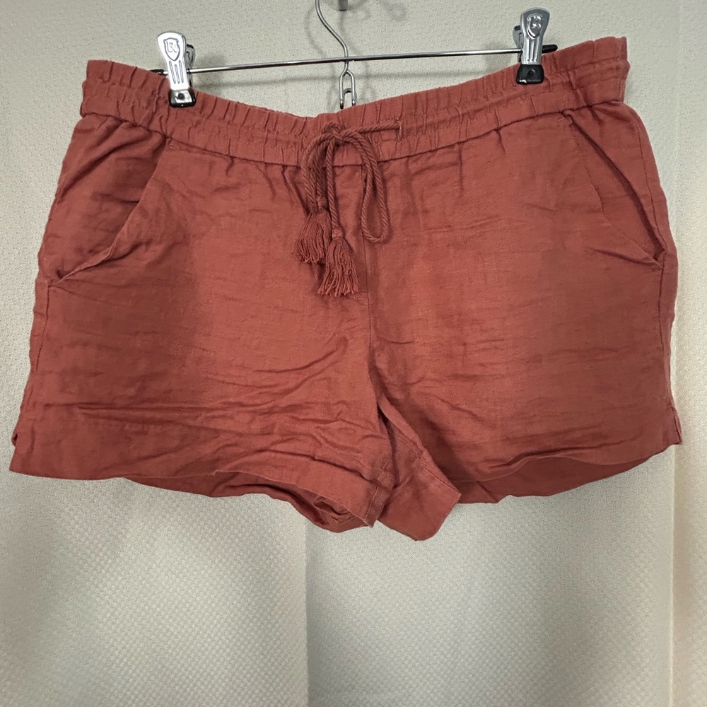 Loft Women's Rust Linen Shorts Size M